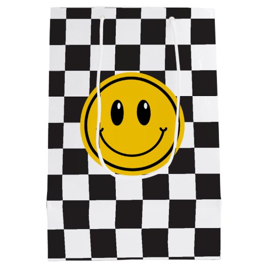 Een gelukkige kerel Gelukkig Gezicht Eerste Verjaa Medium Cadeauzakje (Achterkant)