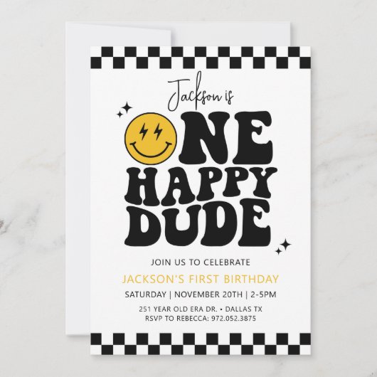 Een gelukkige kerel glimlach gezicht eerste verjaa kaart (Voorkant)