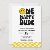 Een gelukkige kerel glimlach gezicht jongen eerste kaart (Voorkant)