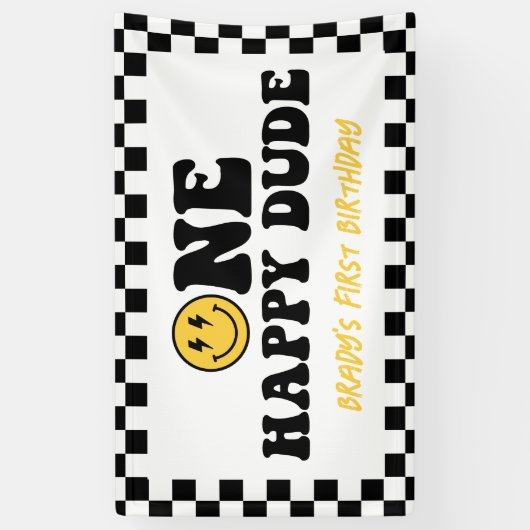 Een gelukkige kerel glimlach gezicht jongen eerste spandoek (Verticaal)