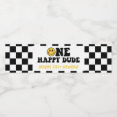 Een gelukkige kerel glimlach gezicht jongen eerste waterfles etiket (Enkel label)