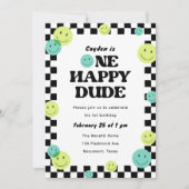 Een gelukkige kerel glimlachend gezicht 1e verjaar kaart (Voorkant)