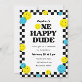 Een gelukkige kerel glimlachend gezicht 1e verjaar kaart (Voorkant)