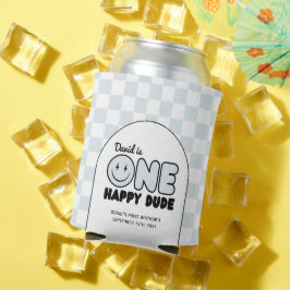 Een gelukkige kerel groovy blauwe jongen verjaarda blikjeskoeler