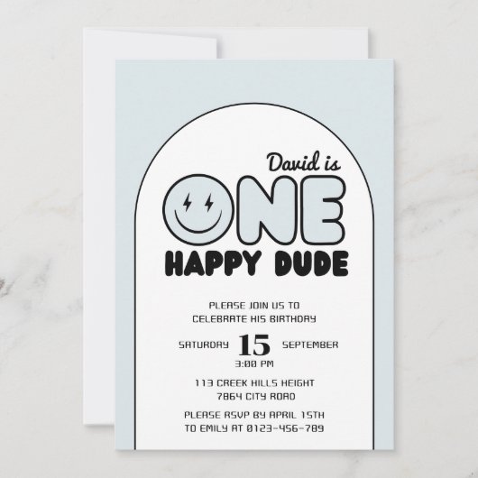 Een gelukkige kerel groovy blauwe jongen verjaarda kaart (Voorkant)