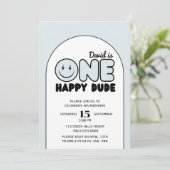 Een gelukkige kerel groovy blauwe jongen verjaarda kaart (Staand voorkant)