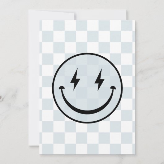 Een gelukkige kerel groovy blauwe jongen verjaarda kaart (Achterkant)