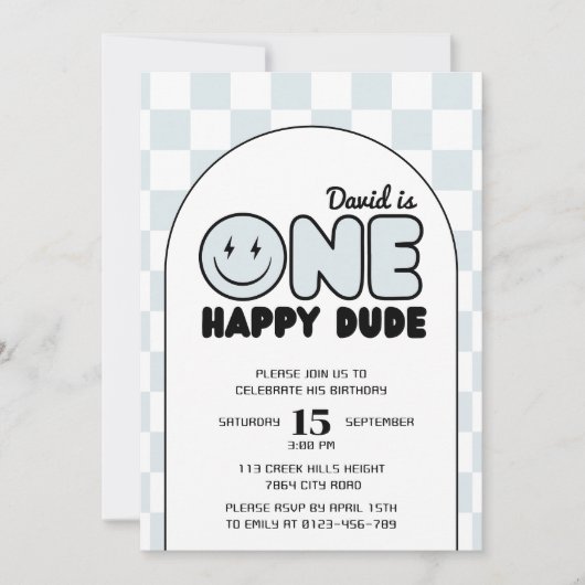 Een gelukkige kerel groovy blauwe jongen verjaarda kaart (Voorkant)