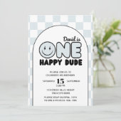 Een gelukkige kerel groovy blauwe jongen verjaarda kaart (Staand voorkant)