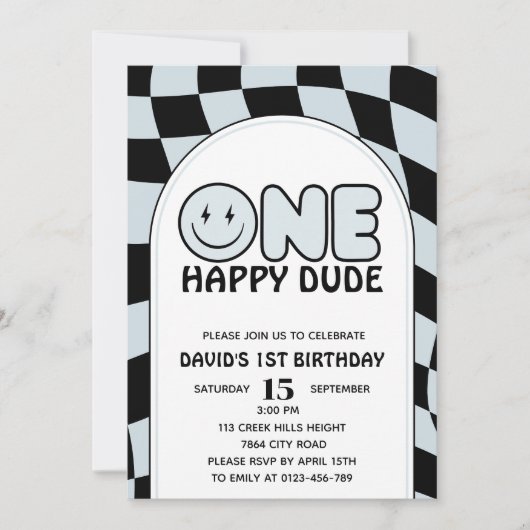 Een gelukkige kerel Groovy Happy Face Boy Verjaard Kaart (Voorkant)