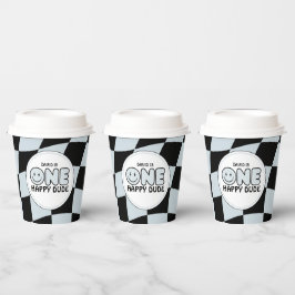 Een gelukkige kerel Groovy Happy Face Boy Verjaard Papieren Bekers