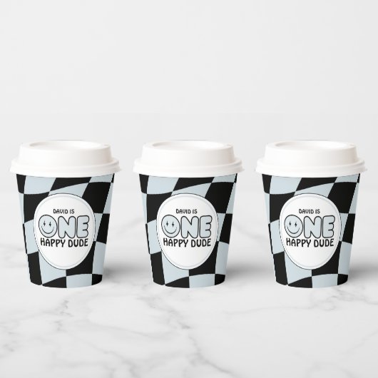 Een gelukkige kerel Groovy Happy Face Boy Verjaard Papieren Bekers (Multi)
