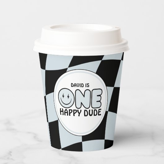 Een gelukkige kerel Groovy Happy Face Boy Verjaard Papieren Bekers (Voorkant)
