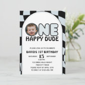 Een gelukkige kerel groovy jongen foto verjaardag kaart (Staand voorkant)