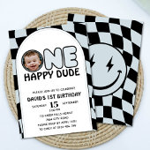 Een gelukkige kerel groovy jongen foto verjaardag kaart