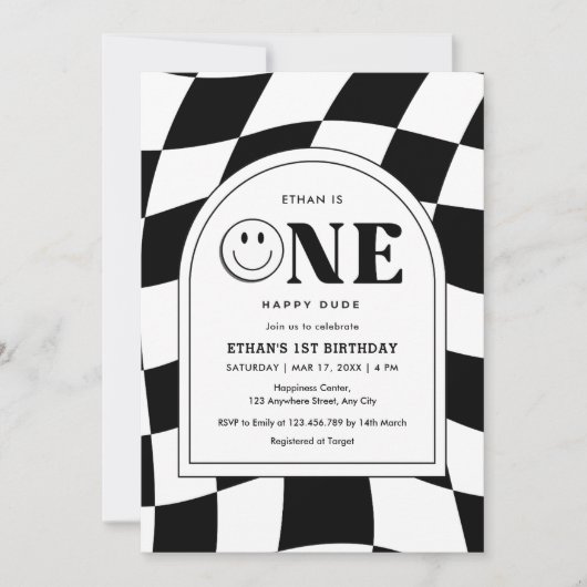 Een gelukkige kerel Happy Face Boy 1e verjaardag Kaart (Voorkant)