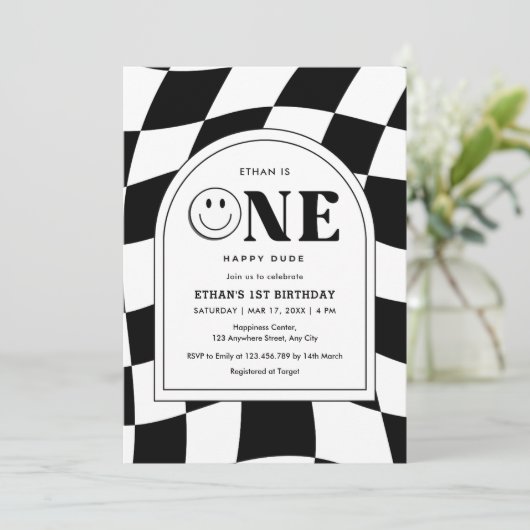 Een gelukkige kerel Happy Face Boy 1e verjaardag Kaart (Staand voorkant)