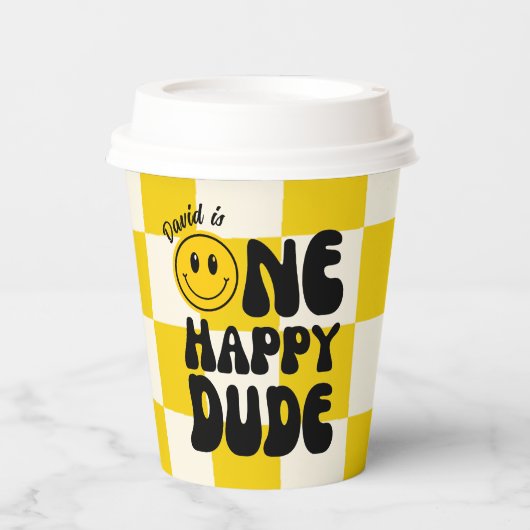 Een gelukkige kerel Happy Face Boy 1e verjaardag Papieren Bekers (Voorkant)