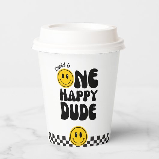 Een gelukkige kerel Happy Face Boy 1e verjaardag Papieren Bekers (Voorkant)