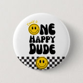 Een gelukkige kerel Happy Face Boy 1e verjaardag Ronde Button 5,7 Cm (Voorkant)