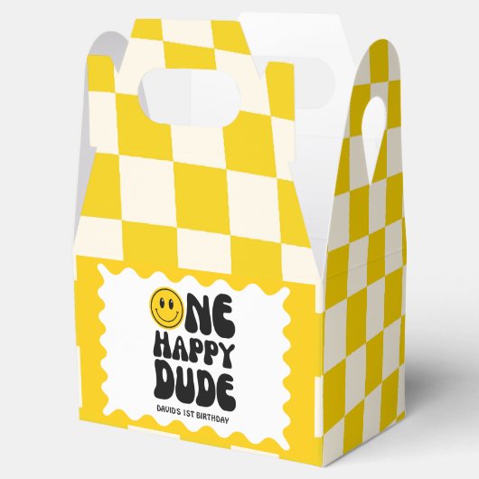 Een gelukkige kerel Happy Face Boy Eerste Verjaard Bedankdoosjes (Geopend)