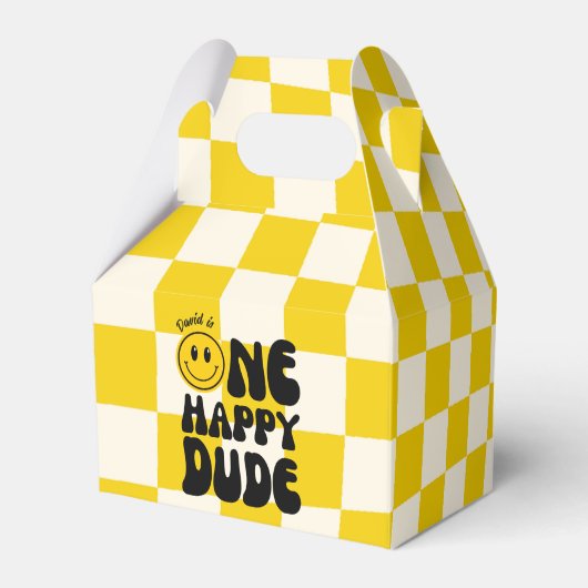 Een gelukkige kerel Happy Face Boy Eerste Verjaard Bedankdoosjes (Voorkant Zijde)