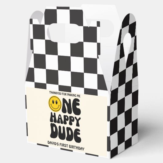 Een gelukkige kerel Happy Face Boy Eerste Verjaard Bedankdoosjes (Geopend)