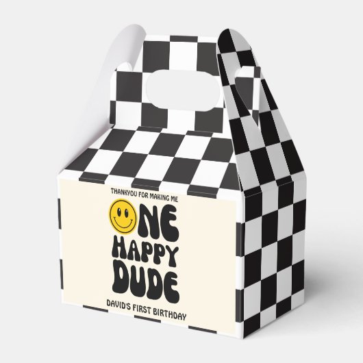 Een gelukkige kerel Happy Face Boy Eerste Verjaard Bedankdoosjes (Voorkant Zijde)