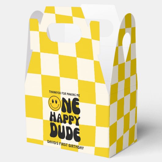 Een gelukkige kerel Happy Face Boy Eerste Verjaard Bedankdoosjes (Geopend)