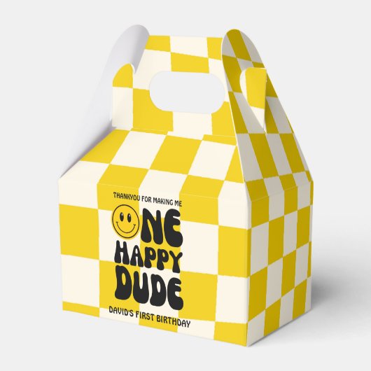 Een gelukkige kerel Happy Face Boy Eerste Verjaard Bedankdoosjes (Voorkant Zijde)