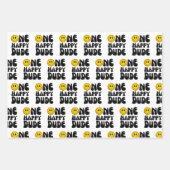 Een gelukkige kerel Happy Face Boy Eerste Verjaard Inpakpapier Vel (Voorkant)