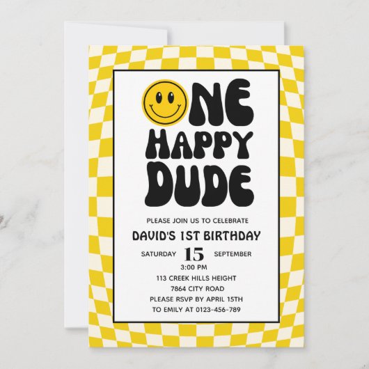 Een gelukkige kerel Happy Face Boy Eerste Verjaard Kaart (Voorkant)