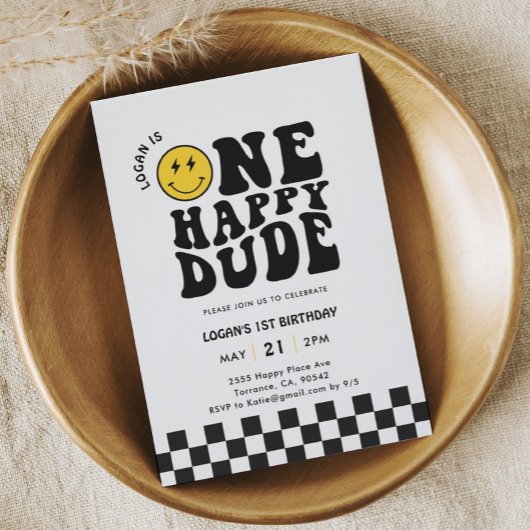 Een gelukkige kerel Happy Face Boy Eerste Verjaard Kaart