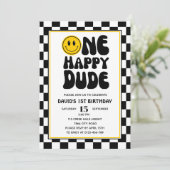 Een gelukkige kerel Happy Face Boy Eerste Verjaard Kaart (Staand voorkant)