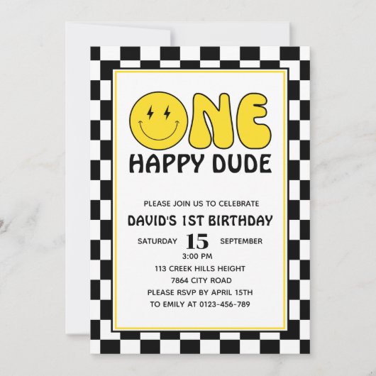 Een gelukkige kerel Happy Face Boy Verjaardag Retr Kaart (Voorkant)