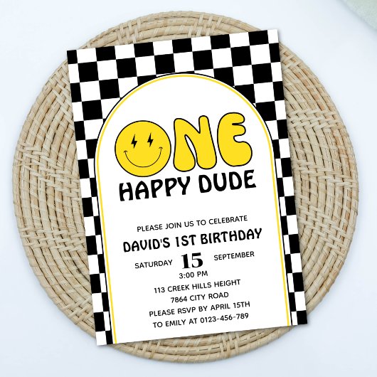 Een gelukkige kerel Happy Face Boy Verjaardag Retr Kaart