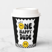 Een gelukkige kerel Happy Face Wavy 1e Verjaardag Papieren Bekers (Voorkant)