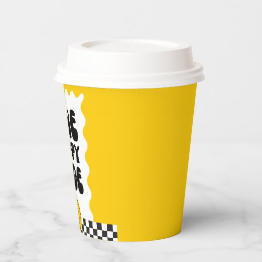 Een gelukkige kerel Happy Face Wavy 1e Verjaardag Papieren Bekers (Links)