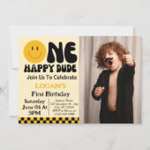 Een gelukkige kerel jongen 1e verjaardag foto uitn kaart (Voorkant)