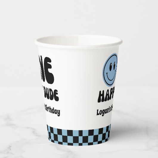 Een gelukkige kerel jongen 1e verjaardag papieren bekers (Links)