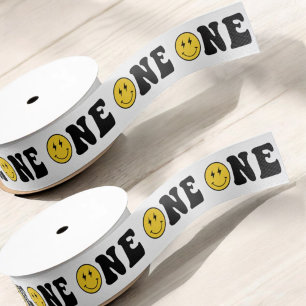 Eén Gelukkige Kerel Jongen Eerste Verjaardagsfeest Grosgrain Lint