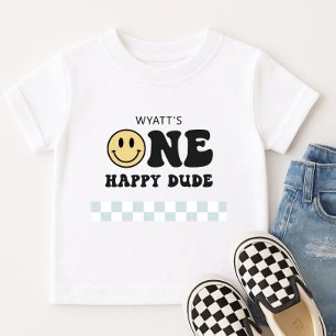 Eén Gelukkige Kerel Lachend Gezicht Eerste Verjaar Kinder Shirts