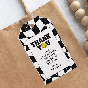 Eén Gelukkige Kerel Retro 1e Verjaardag Cadeaulabel