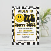 Een gelukkige kerel retro checkers 1e verjaardagsf kaart (Staand voorkant)