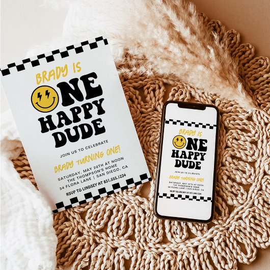 Een gelukkige kerel | Smile Face Boy 1e Verjaardag Kaart