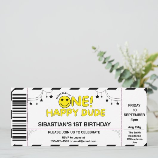 één gelukkige kerel verjaardag Ticket Stijl Cool Kaart (Staand voorkant)