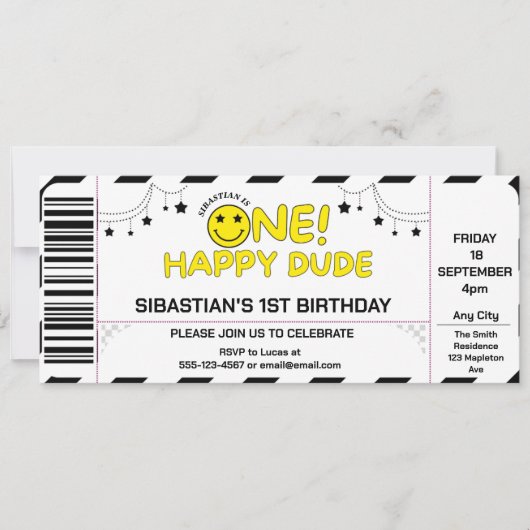 één gelukkige kerel verjaardag Ticket Stijl Cool Kaart (Voorkant)