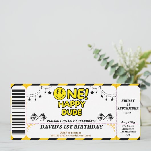 een gelukkige kerel verjaardag Ticket Style Cool D Kaart (Staand voorkant)