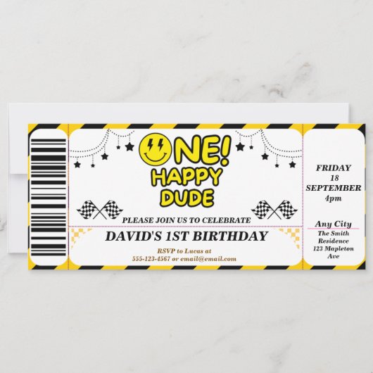 een gelukkige kerel verjaardag Ticket Style Cool D Kaart (Voorkant)