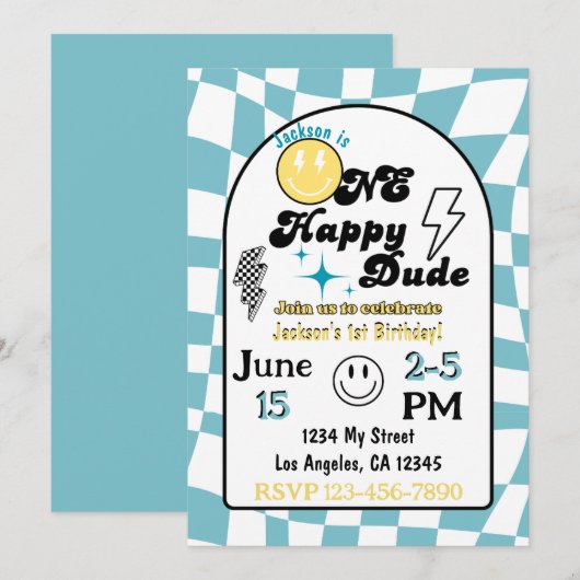 Een gelukkige kerel verjaardag uitnodiging (Voorkant / Achterkant)